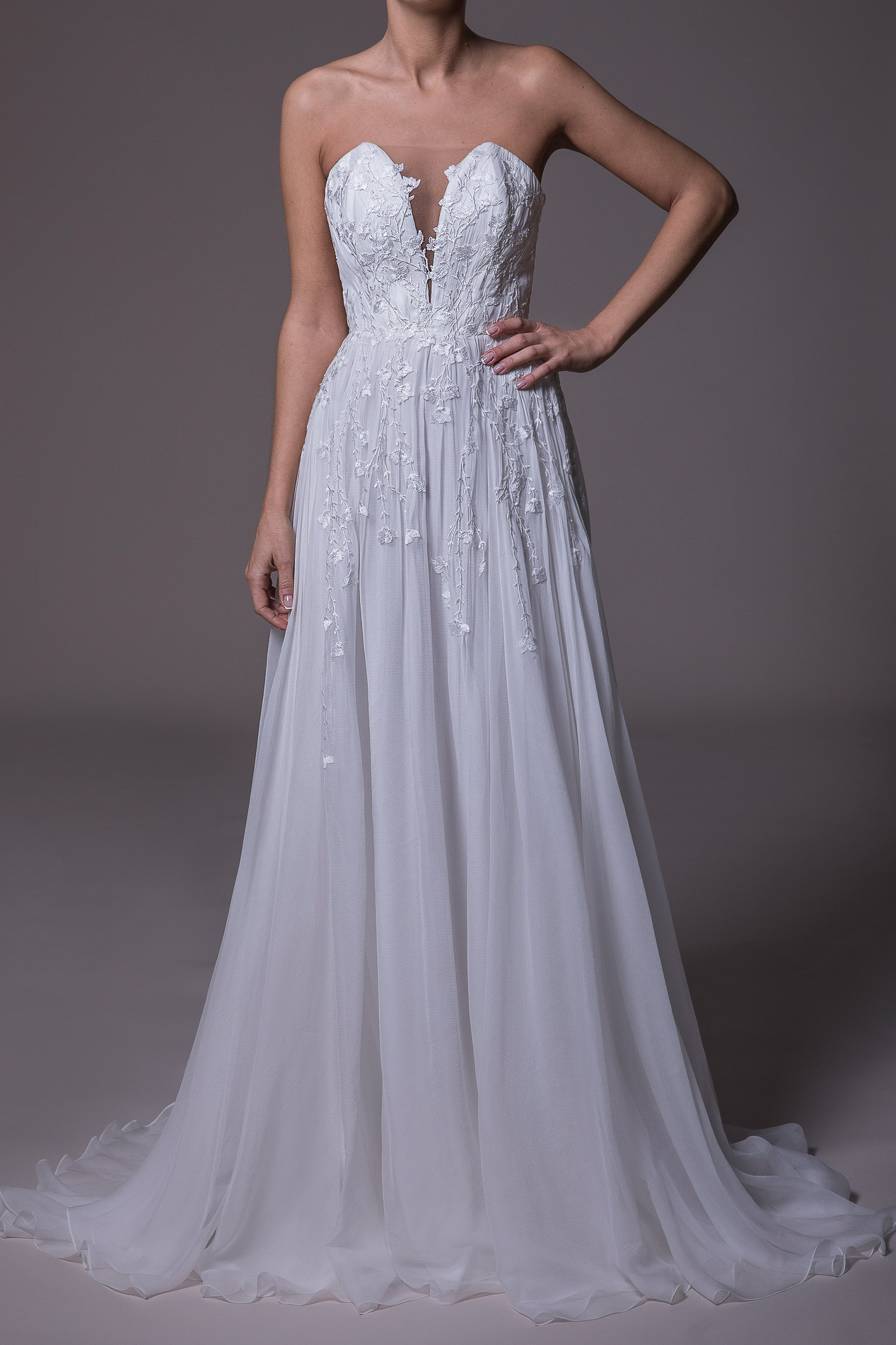 ZAHA LACE AND SILK CHIFFON CORSET GOWN