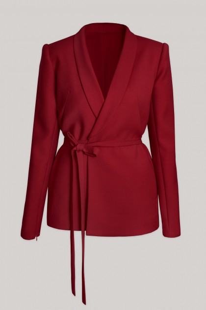 RUBY RED VIRGIN WOOL WRAPPED BLAZER