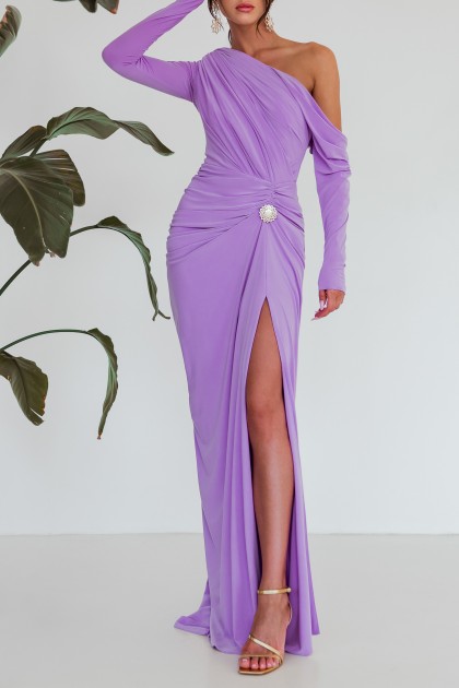 ZEINA LILAC LONG JERSEY DRESS