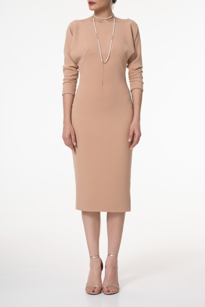 KATE NUDE ROSE CREPE MIDI DRESS