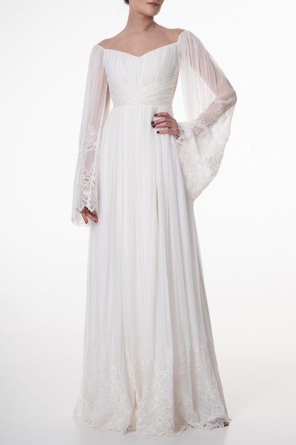 NAWARA IVORY BOHO SILK DRESS