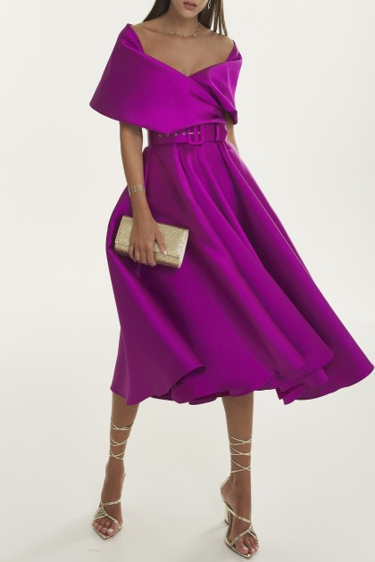 RIMA AMETHYST MIKADO MIDI DRESS