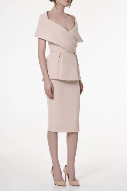 NUDE ROSE CREPE CONICAL SKIRT