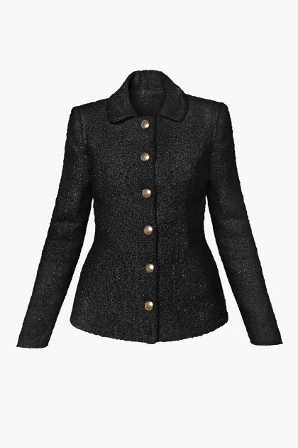 JOANNA GOLDEN BUTTONS BLACK TWEED BLAZER