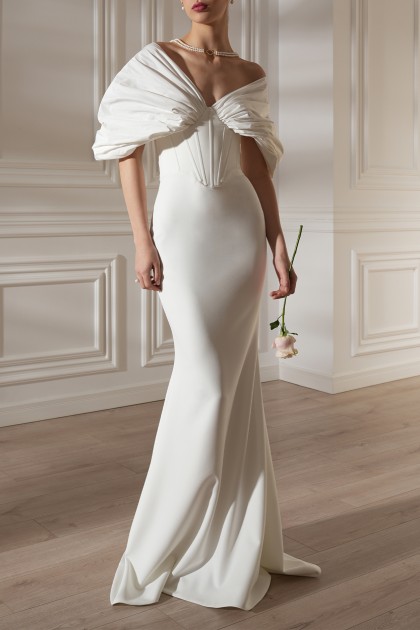 DINA BRIDAL CREPE AND TAFFETA DRESS