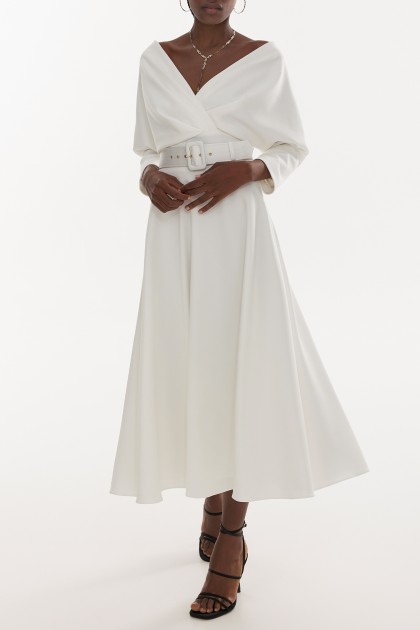 REESE IVORY CREPE MIDI DRESS