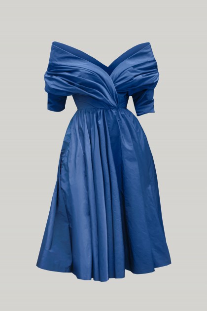 CARRIE CELESTE TAFFETA MIDI DRESS