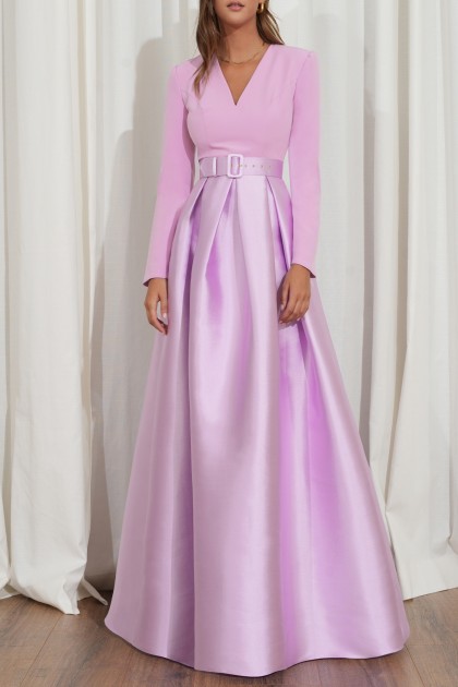 IVY CREPE AND MIKADO LONG DRESS